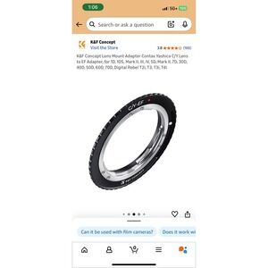 Lens Mount Adapter Contax Yashica C/Y Lens to EF Adapter, for 1D, 1DS, Mark I...